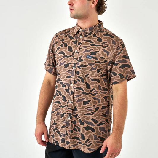 BURLEBO PERFORMANCE BUTTON UP- GAUGE CAMO