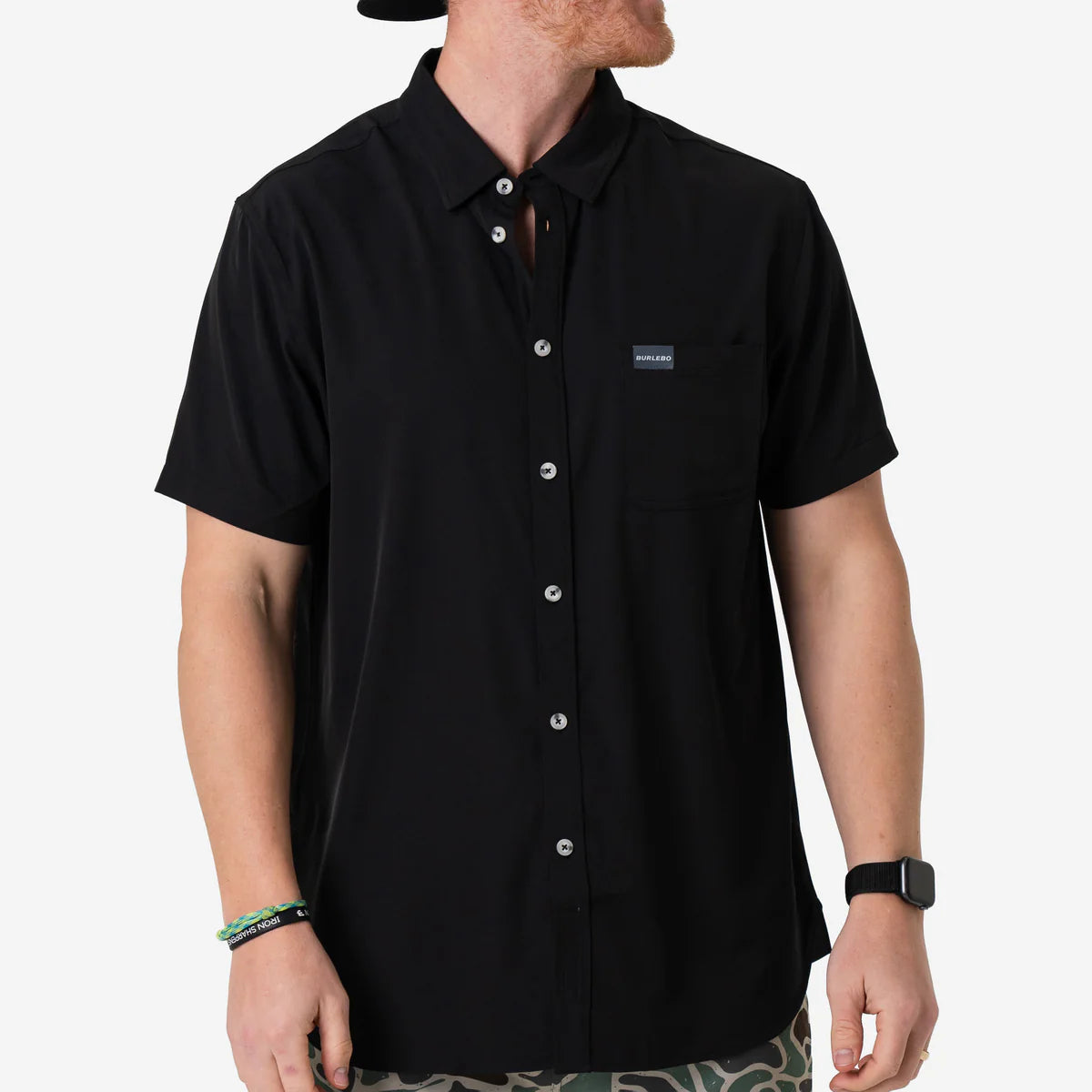 BURLEBO Performance Button Up - Heather Black