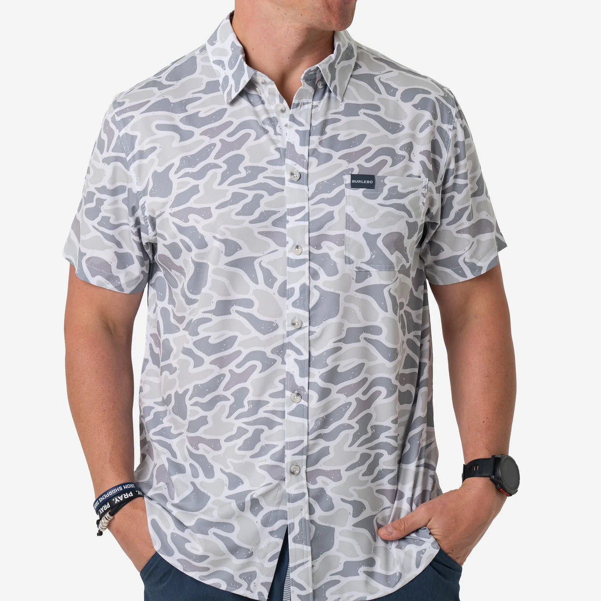 BURLEBO Performance Button Up - White Camo