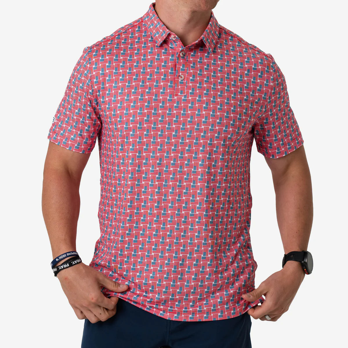 BURLEBO Performance Polo - American Flag Print