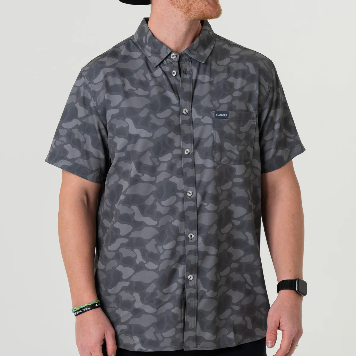 BURLEBO Performance Button Up - Stone Camo