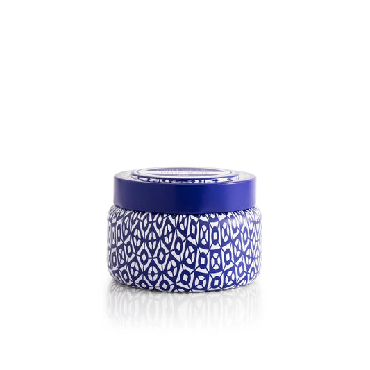 CAPRI BLUE VOLCANO PRINTED TIN CANDLE