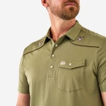 BURLEBO PEARL SNAP PERFORMANCE POLO- WHITETAIL DEER GREEN
