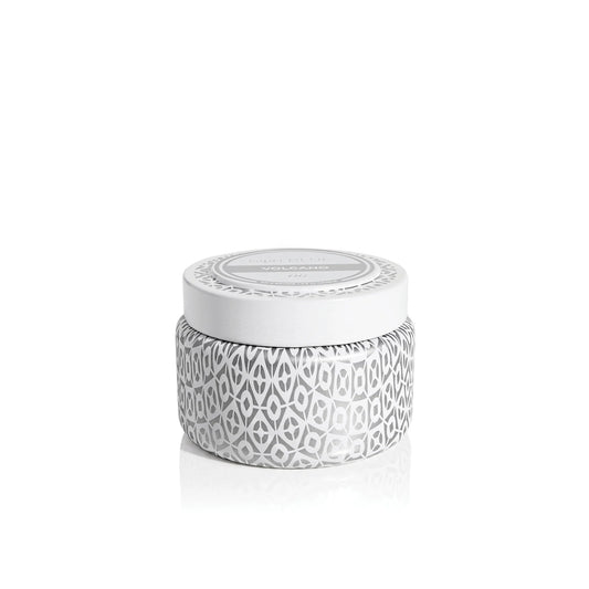 CAPRI BLUE WHITE TIN CANDLE (VOLCANO)