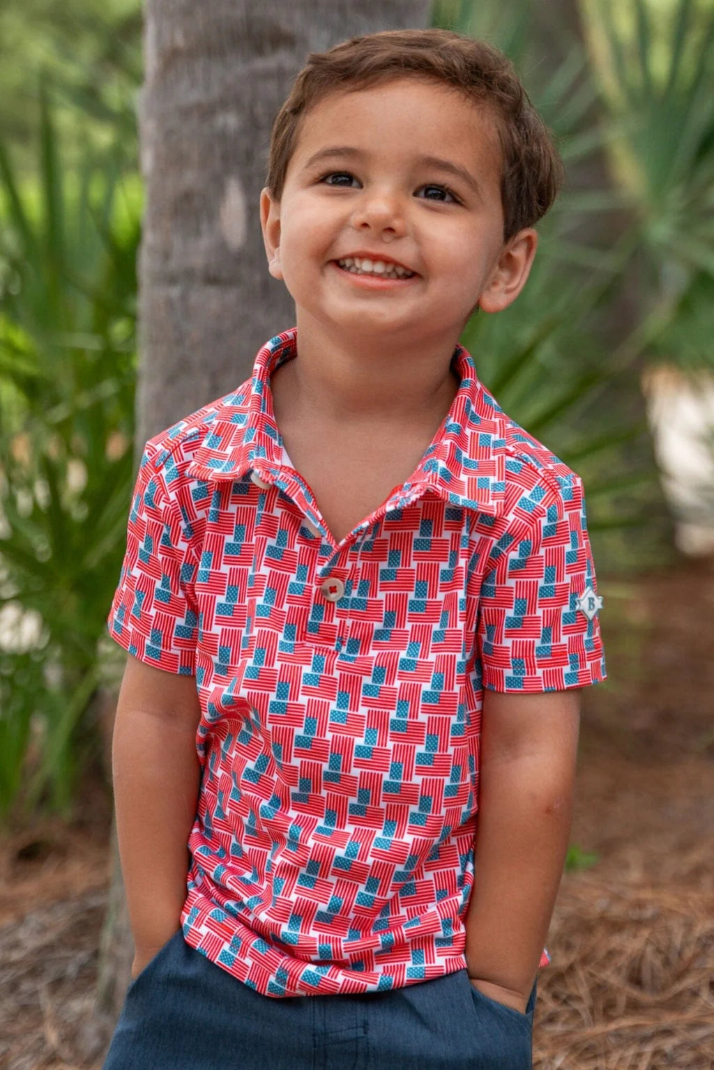 KIDS BURLEBO RED FLAG POLO